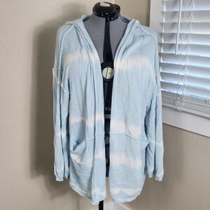 Wonderfly Cardigan Blue Tie-Dye Size 2X Open Front